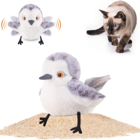 Cat Toys Flapping Bird No Flying,Lifelike Sandpiper Chirp Tweet, Rechargeable Touch Activated Kitten Toy Interactive Cat Exercise Toys For All Breeds