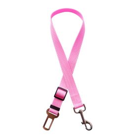 Adjustable Pet Cat Dog Car Seat Belt Pet Seat Vehicle Dog Harness Lead Clip Safety Lever Traction Dog Collars Dogs Accessoires Pets Products (Color: Pink)