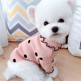 Dot turtleneck dog bottoming shirt (Option: Pink-XXL)