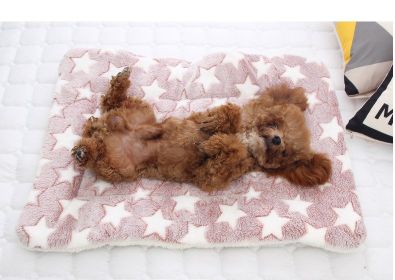 Cat dog sleeping mat warm thickened Sleeping pad blanket;  dog house warm mattress pet cushion (colour: Blue white star)