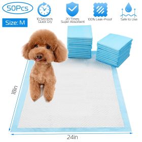 50Pcs/Set Dog Training Pads Puppy Pee Pads Cat Wee Mats Potty-Train 24x18In M (Color: Blue & White)