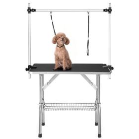 36" Professional Dog Pet Grooming Table Adjustable Heavy Duty Portable w/Arm & Noose & Mesh Tray (Color: as picture)